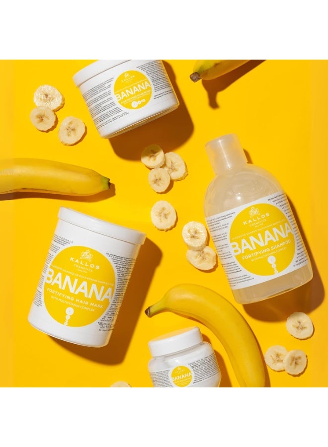 Kallos KJMN Banana Extract Fortifying Hair Mask for Dry, Fragile Hair, Hydrates and Protects Against Heat Styling Damage with Olive Oil and Vitamins 1L 1000ml - Image 4